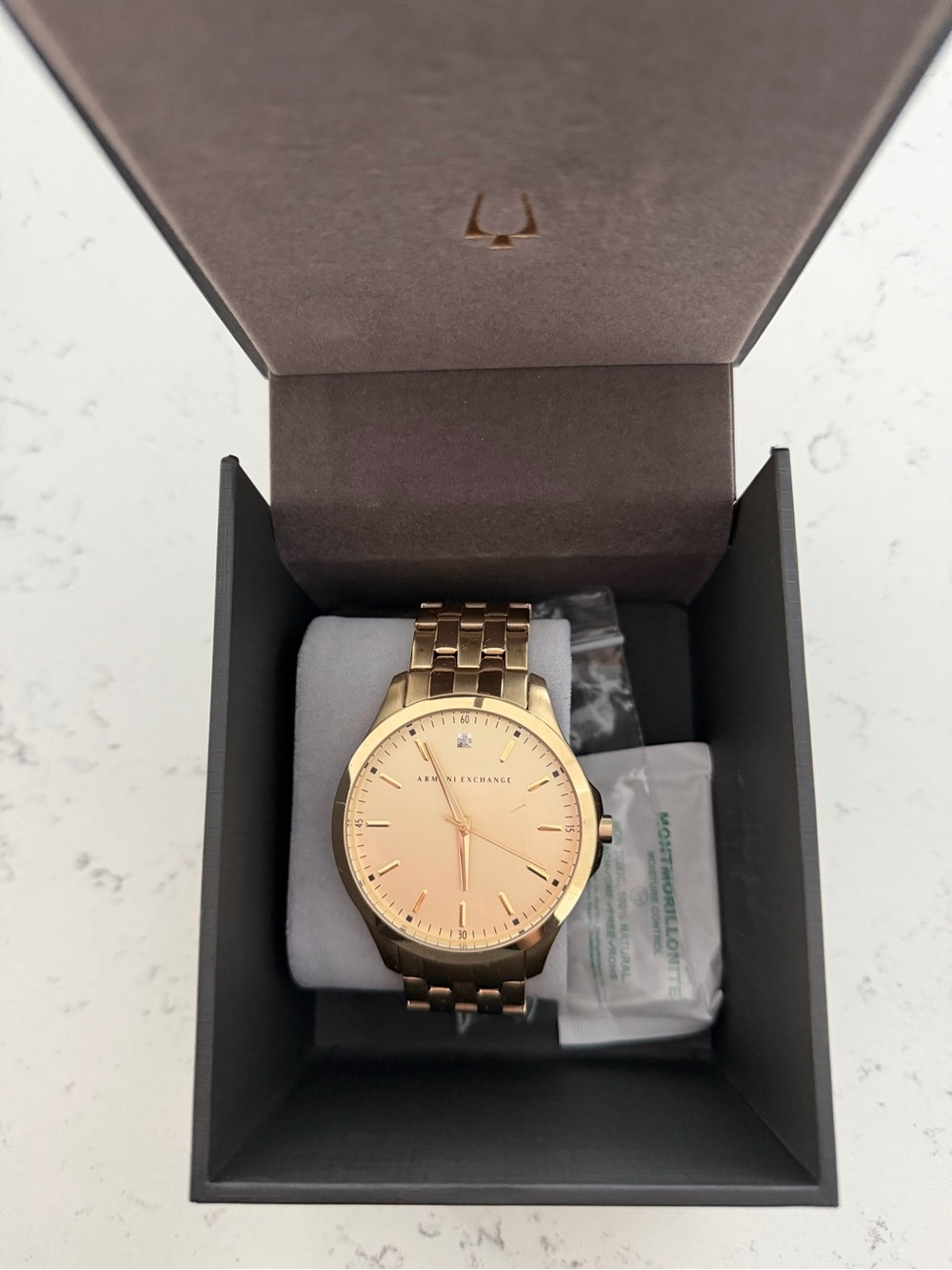 Armani Exchange Gold Men's Bracelet Watch with Champagne Dial